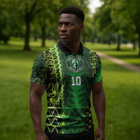 Custom Nigeria Football Zipper Polo Shirt The Naija-Tribal Sporty Style - Wonder Print Shop