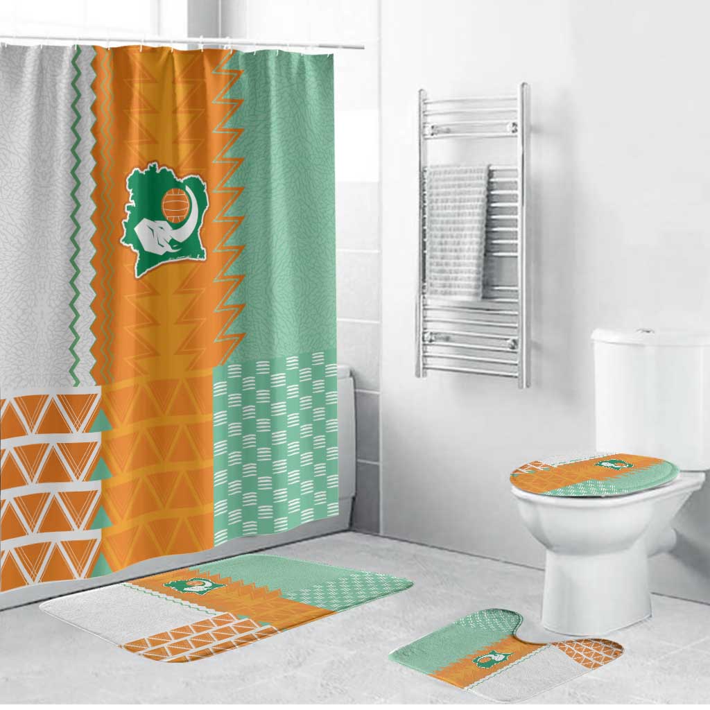 Ivory Coast Football Bathroom Set Côte d'Ivoire-Tribal Sporty Style - Wonder Print Shop
