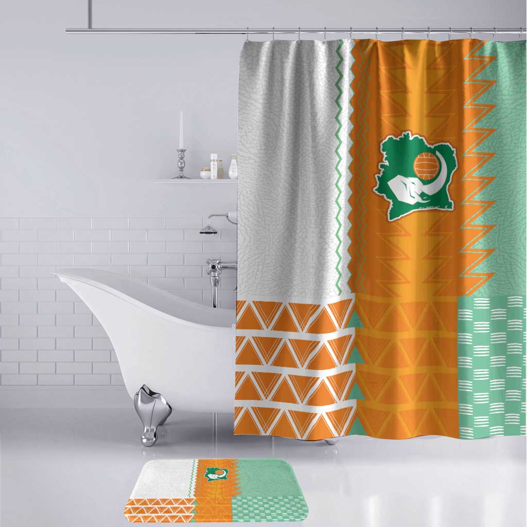 Ivory Coast Football Bathroom Set Côte d'Ivoire-Tribal Sporty Style - Wonder Print Shop