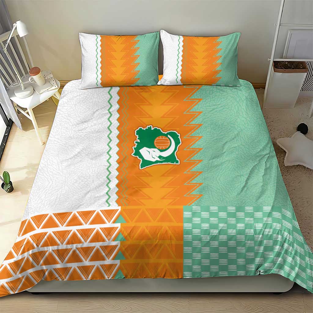 Ivory Coast Football Bedding Set Côte d'Ivoire-Tribal Sporty Style - Wonder Print Shop