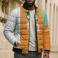 Custom Ivory Coast Football Bomber Puffer Jacket Côte d'Ivoire-Tribal Sporty Style - Wonder Print Shop