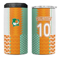 Custom Ivory Coast Football 4 in 1 Can Cooler Tumbler Côte d'Ivoire-Tribal Sporty Style - Wonder Print Shop