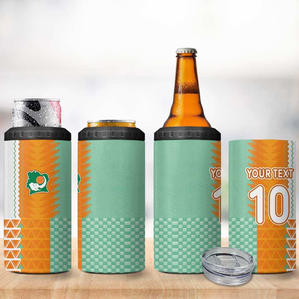 Custom Ivory Coast Football 4 in 1 Can Cooler Tumbler Côte d'Ivoire-Tribal Sporty Style - Wonder Print Shop