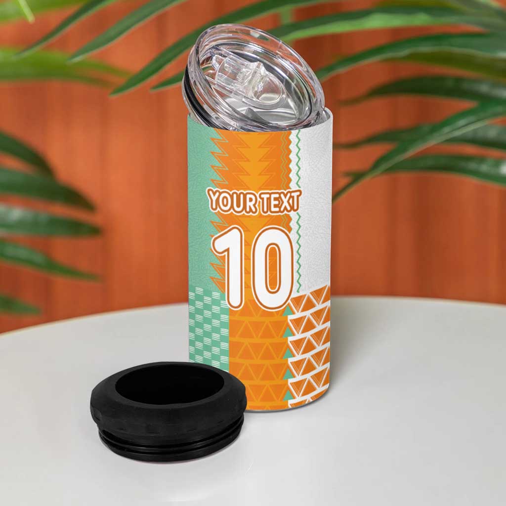 Custom Ivory Coast Football 4 in 1 Can Cooler Tumbler Côte d'Ivoire-Tribal Sporty Style - Wonder Print Shop