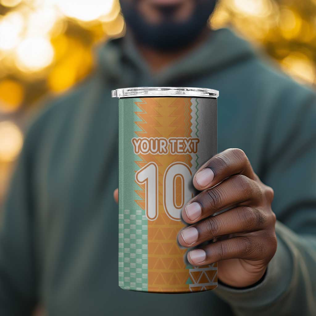 Custom Ivory Coast Football 4 in 1 Can Cooler Tumbler Côte d'Ivoire-Tribal Sporty Style - Wonder Print Shop