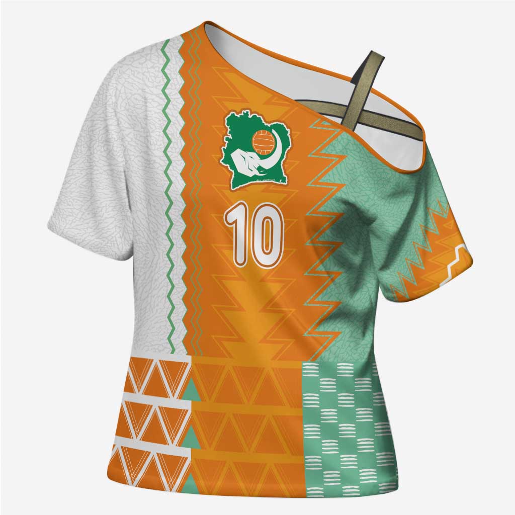 Custom Ivory Coast Football Cross Shoulder Shirt Côte d'Ivoire-Tribal Sporty Style - Wonder Print Shop