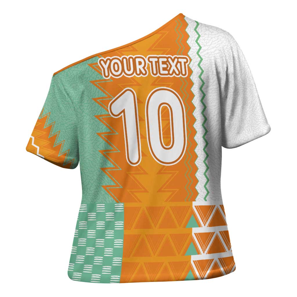 Custom Ivory Coast Football Cross Shoulder Shirt Côte d'Ivoire-Tribal Sporty Style - Wonder Print Shop