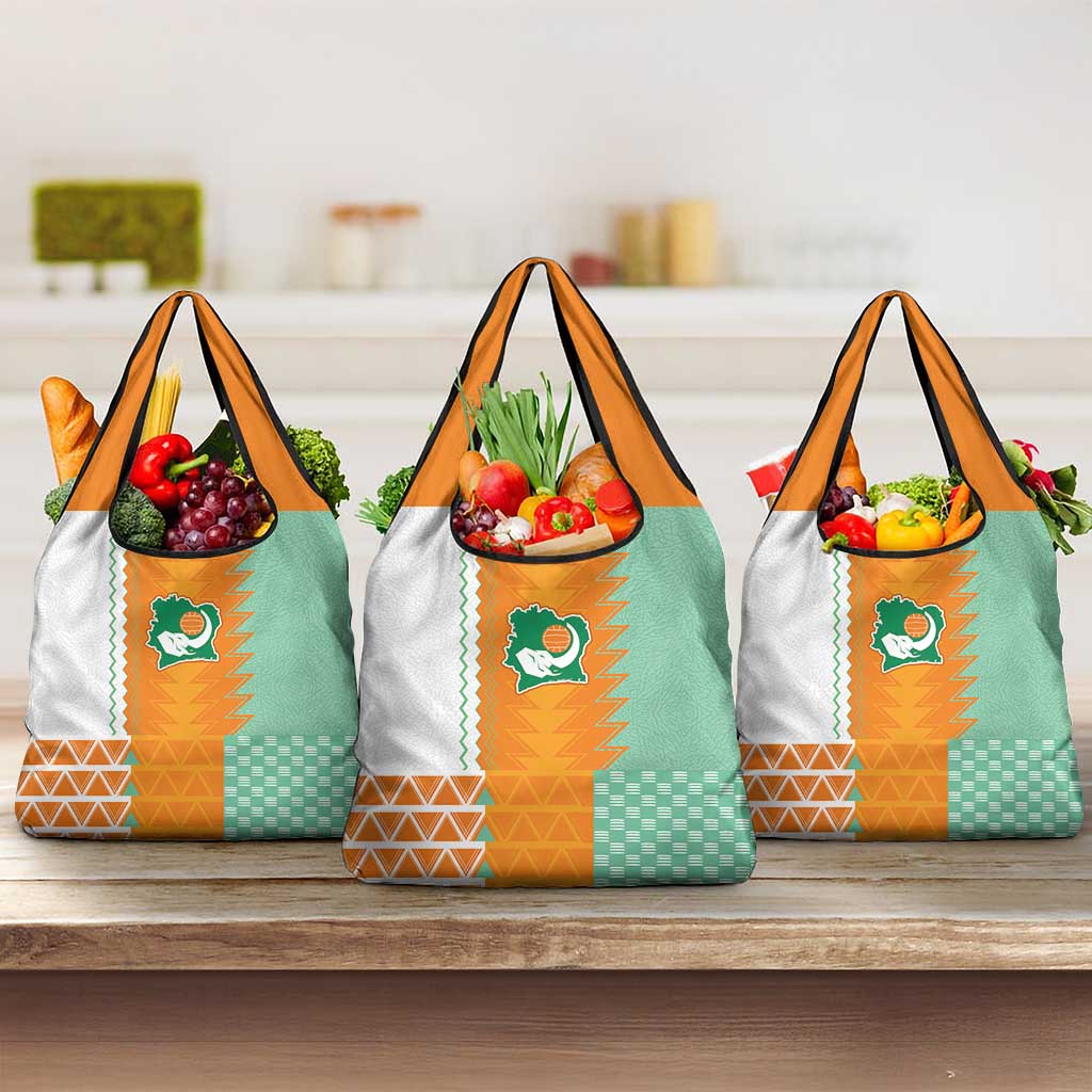 Ivory Coast Football Grocery Bag Côte d'Ivoire-Tribal Sporty Style - Wonder Print Shop