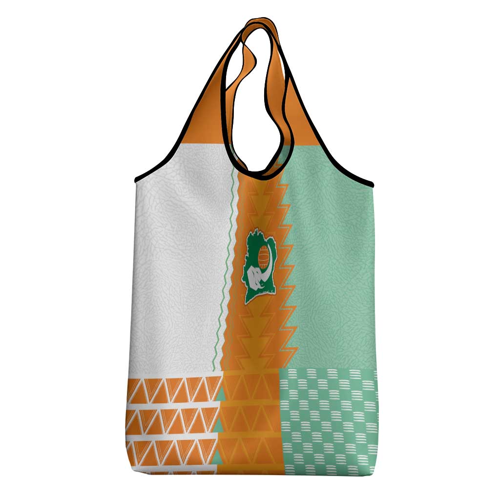 Ivory Coast Football Grocery Bag Côte d'Ivoire-Tribal Sporty Style - Wonder Print Shop