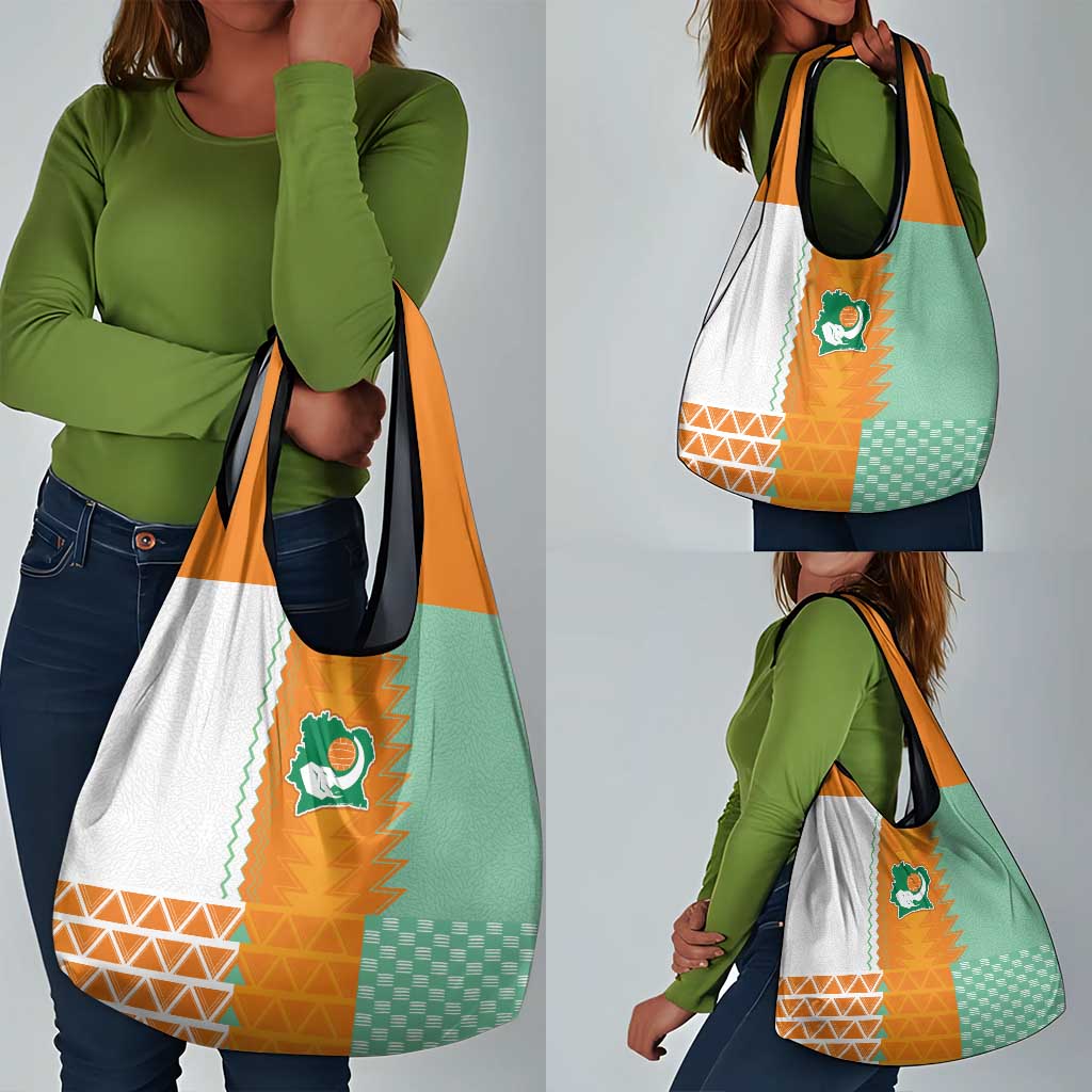 Ivory Coast Football Grocery Bag Côte d'Ivoire-Tribal Sporty Style - Wonder Print Shop