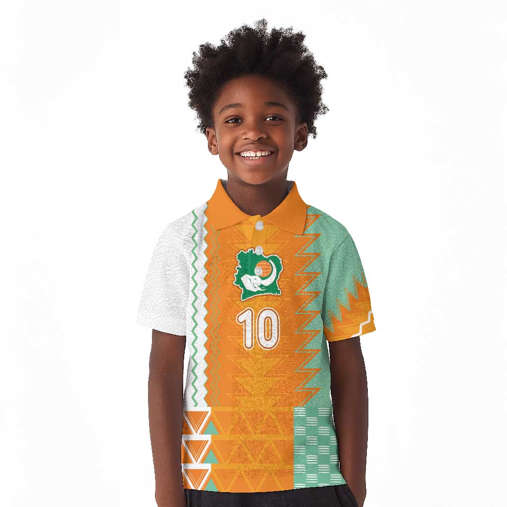 Custom Ivory Coast Football Kid Polo Shirt Côte d'Ivoire-Tribal Sporty Style - Wonder Print Shop