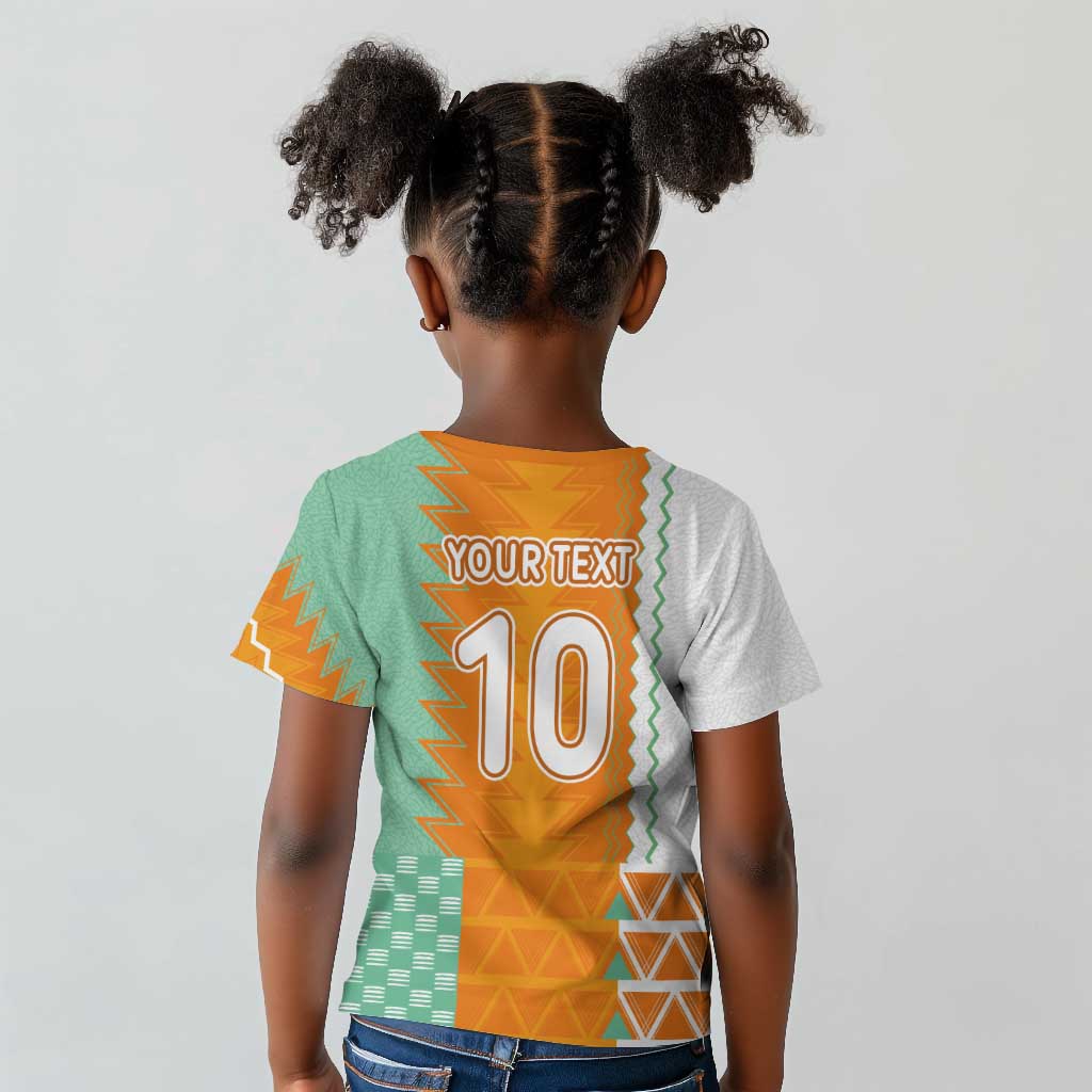Custom Ivory Coast Football Kid T shirt Côte d'Ivoire-Tribal Sporty Style - Wonder Print Shop