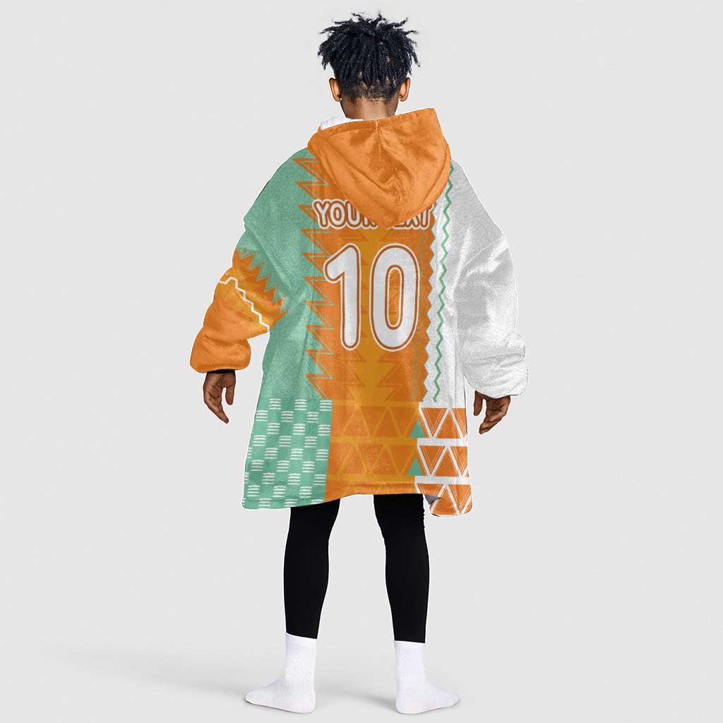 Custom Ivory Coast Football Kid Wearable Blanket Hoodie Côte d'Ivoire-Tribal Sporty Style - Wonder Print Shop