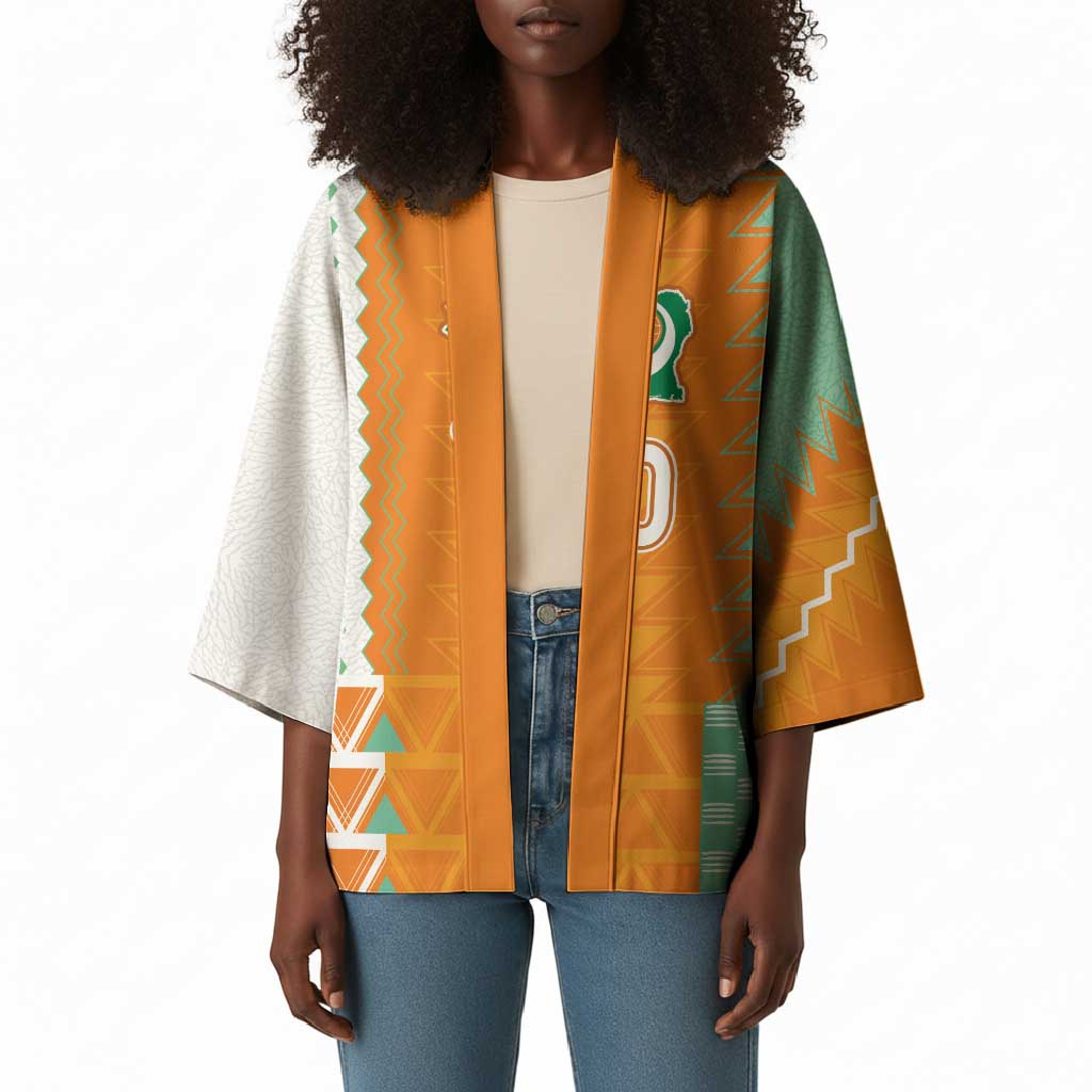 Custom Ivory Coast Football Kimono Côte d'Ivoire-Tribal Sporty Style - Wonder Print Shop