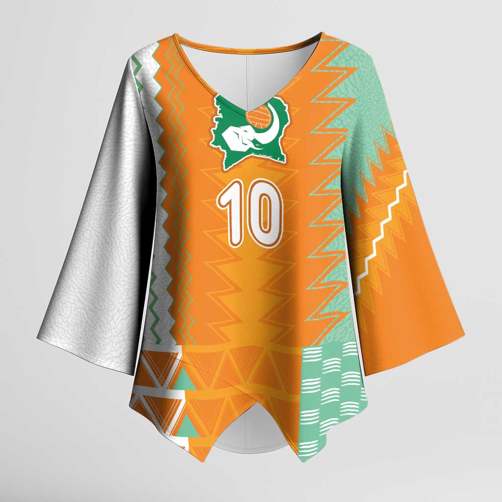 Custom Ivory Coast Football Kimono Sleeve Blouse Côte d'Ivoire-Tribal Sporty Style - Wonder Print Shop