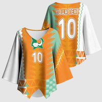 Custom Ivory Coast Football Kimono Sleeve Blouse Côte d'Ivoire-Tribal Sporty Style - Wonder Print Shop