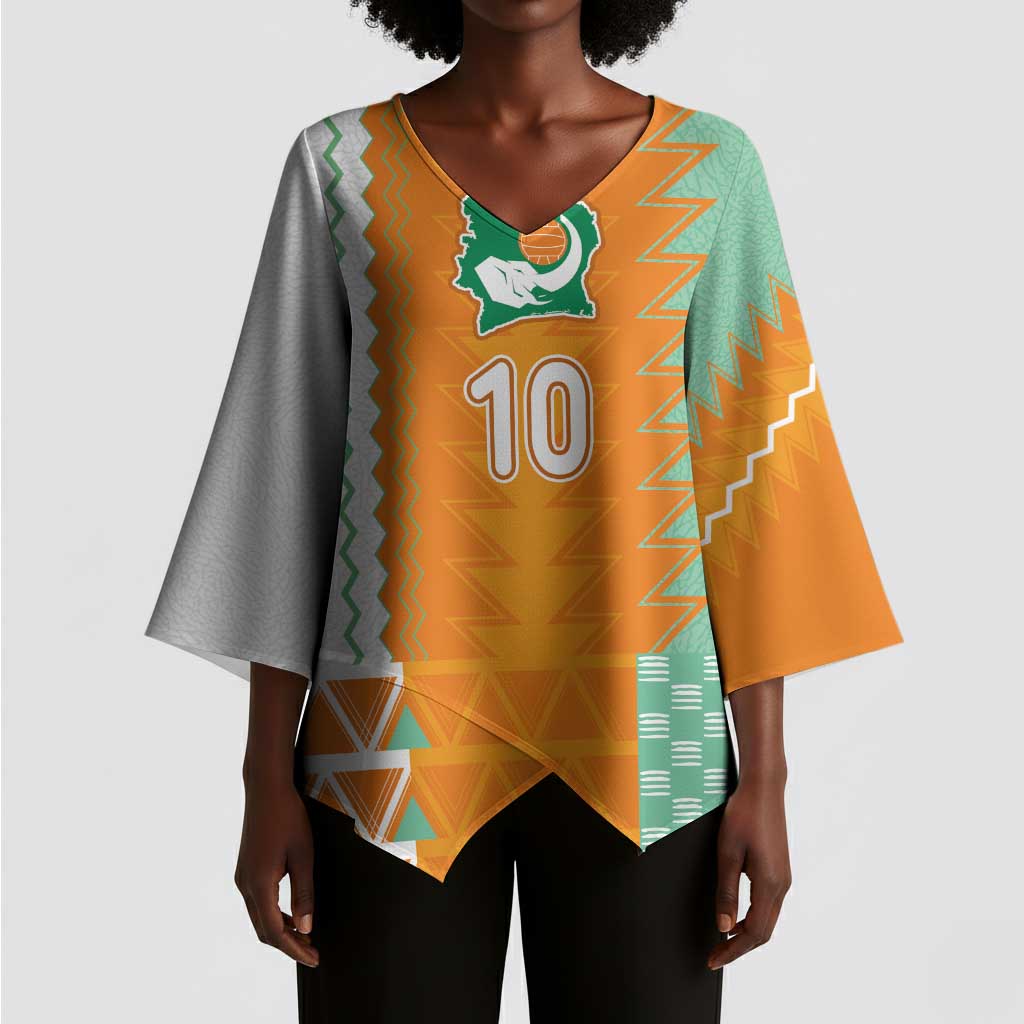 Custom Ivory Coast Football Kimono Sleeve Blouse Côte d'Ivoire-Tribal Sporty Style - Wonder Print Shop