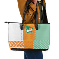 Ivory Coast Football Leather Tote Bag Côte d'Ivoire-Tribal Sporty Style - Wonder Print Shop