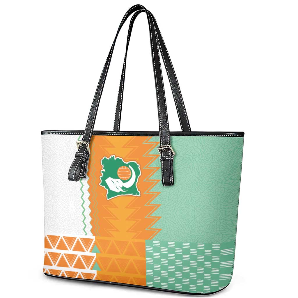 Ivory Coast Football Leather Tote Bag Côte d'Ivoire-Tribal Sporty Style - Wonder Print Shop