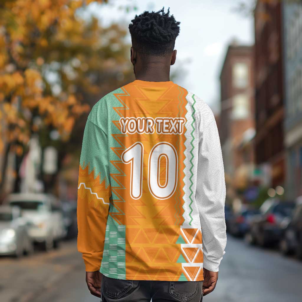 Custom Ivory Coast Football Long Sleeve Shirt Côte d'Ivoire-Tribal Sporty Style - Wonder Print Shop