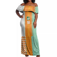 Custom Ivory Coast Football Off Shoulder Maxi Dress Côte d'Ivoire-Tribal Sporty Style - Wonder Print Shop
