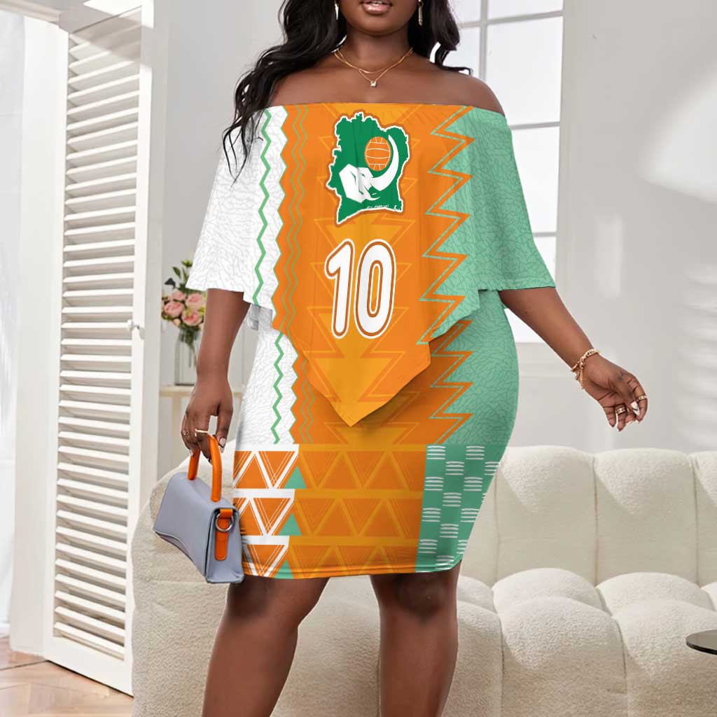 Custom Ivory Coast Football Off Shoulder Short Dress Côte d'Ivoire-Tribal Sporty Style - Wonder Print Shop