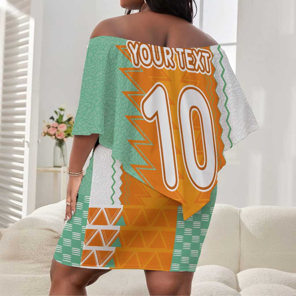 Custom Ivory Coast Football Off Shoulder Short Dress Côte d'Ivoire-Tribal Sporty Style - Wonder Print Shop