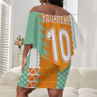 Custom Ivory Coast Football Off Shoulder Short Dress Côte d'Ivoire-Tribal Sporty Style - Wonder Print Shop