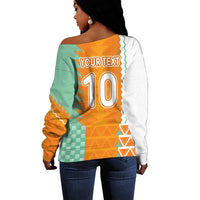 Custom Ivory Coast Football Off Shoulder Sweater Côte d'Ivoire-Tribal Sporty Style - Wonder Print Shop