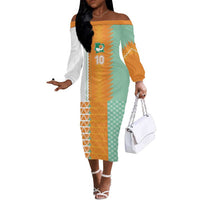 Custom Ivory Coast Football Off The Shoulder Long Sleeve Dress Côte d'Ivoire-Tribal Sporty Style - Wonder Print Shop