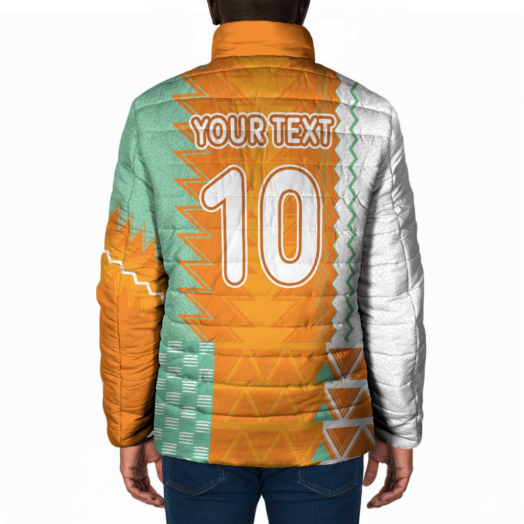 Custom Ivory Coast Football Padded Jacket Côte d'Ivoire-Tribal Sporty Style - Wonder Print Shop