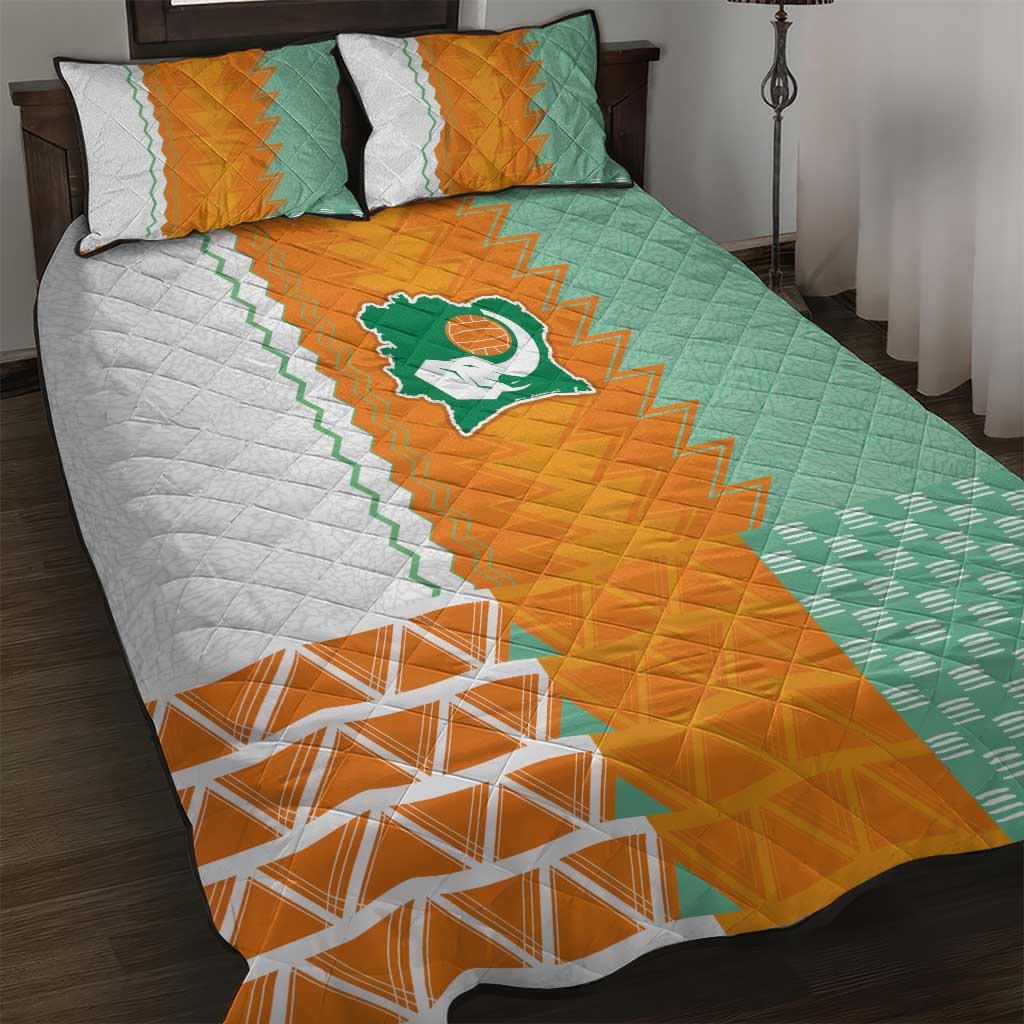 Ivory Coast Football Quilt Bed Set Côte d'Ivoire-Tribal Sporty Style - Wonder Print Shop