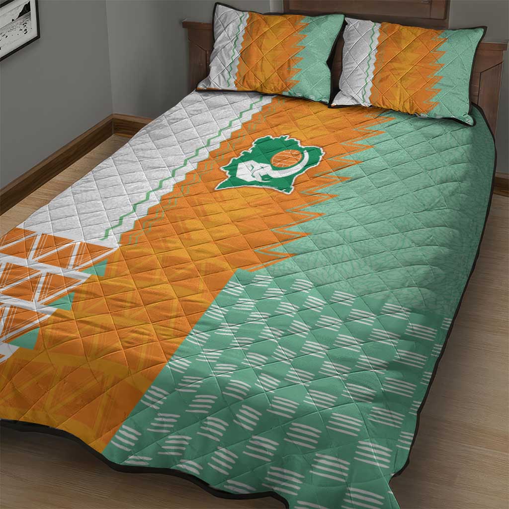 Ivory Coast Football Quilt Bed Set Côte d'Ivoire-Tribal Sporty Style - Wonder Print Shop