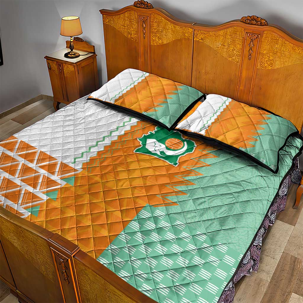 Ivory Coast Football Quilt Bed Set Côte d'Ivoire-Tribal Sporty Style - Wonder Print Shop