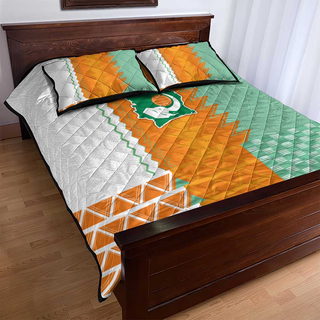 Ivory Coast Football Quilt Bed Set Côte d'Ivoire-Tribal Sporty Style - Wonder Print Shop