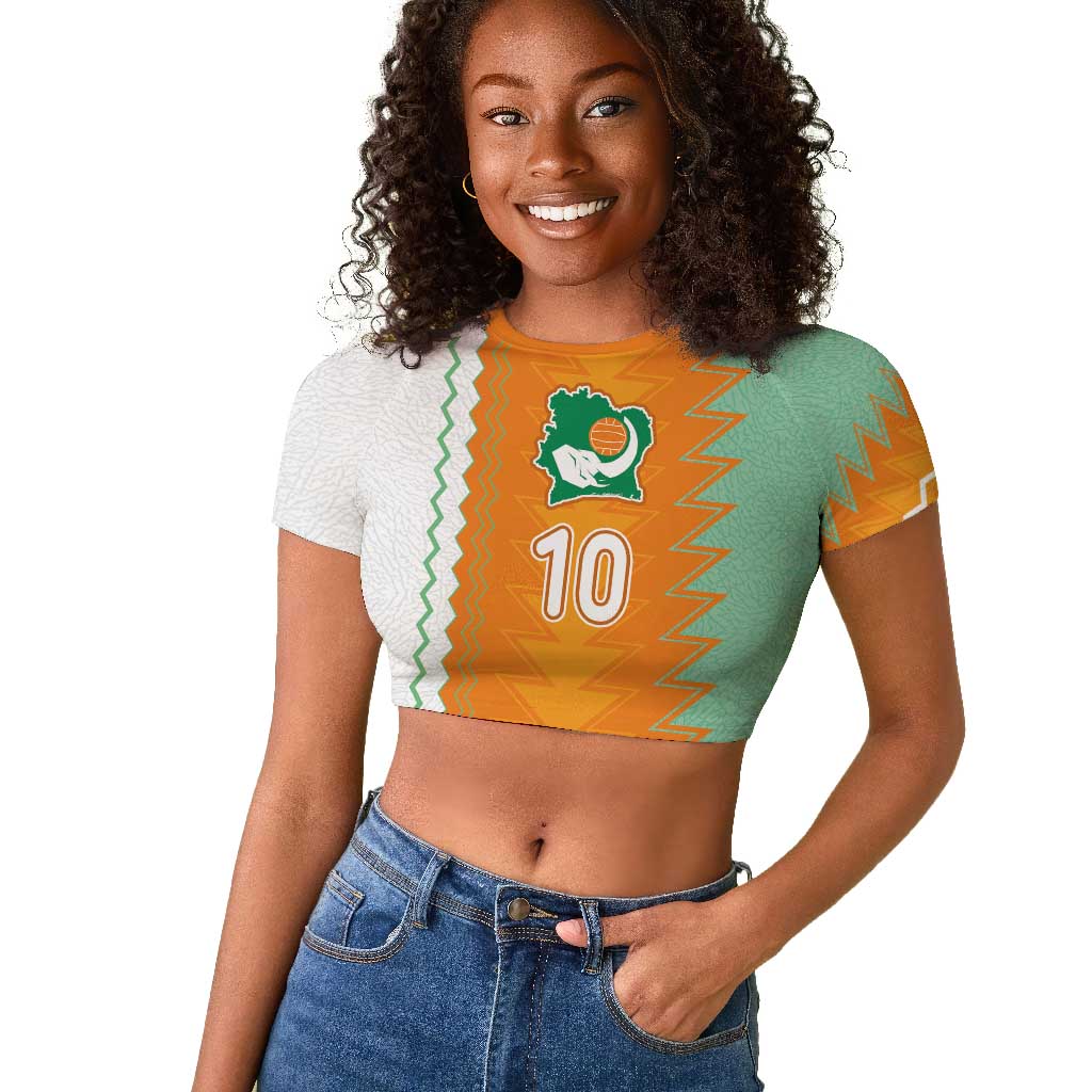 Custom Ivory Coast Football Raglan Cropped T shirt Côte d'Ivoire-Tribal Sporty Style - Wonder Print Shop