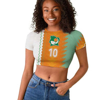 Custom Ivory Coast Football Raglan Cropped T shirt Côte d'Ivoire-Tribal Sporty Style - Wonder Print Shop