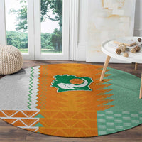 Ivory Coast Football Round Carpet Côte d'Ivoire-Tribal Sporty Style - Wonder Print Shop