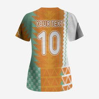 Custom Ivory Coast Football Scrub Top Côte d'Ivoire-Tribal Sporty Style - Wonder Print Shop