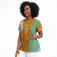 Custom Ivory Coast Football Scrub Top Côte d'Ivoire-Tribal Sporty Style - Wonder Print Shop
