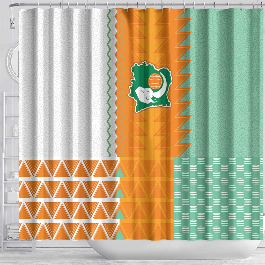 Ivory Coast Football Shower Curtain Côte d'Ivoire-Tribal Sporty Style - Wonder Print Shop