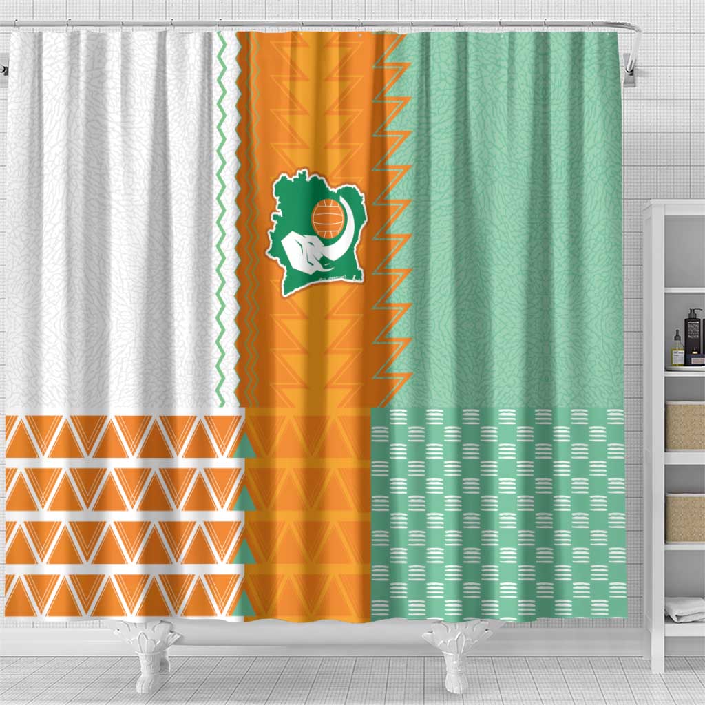 Ivory Coast Football Shower Curtain Côte d'Ivoire-Tribal Sporty Style - Wonder Print Shop