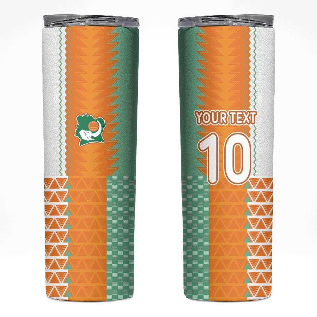 Custom Ivory Coast Football Skinny Tumbler Côte d'Ivoire-Tribal Sporty Style - Wonder Print Shop