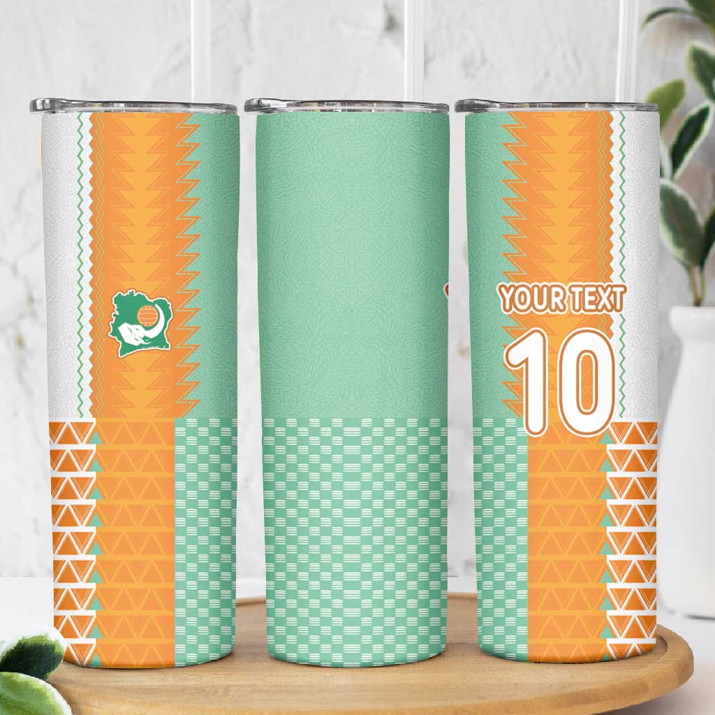 Custom Ivory Coast Football Skinny Tumbler Côte d'Ivoire-Tribal Sporty Style - Wonder Print Shop