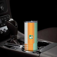 Custom Ivory Coast Football Skinny Tumbler Côte d'Ivoire-Tribal Sporty Style - Wonder Print Shop
