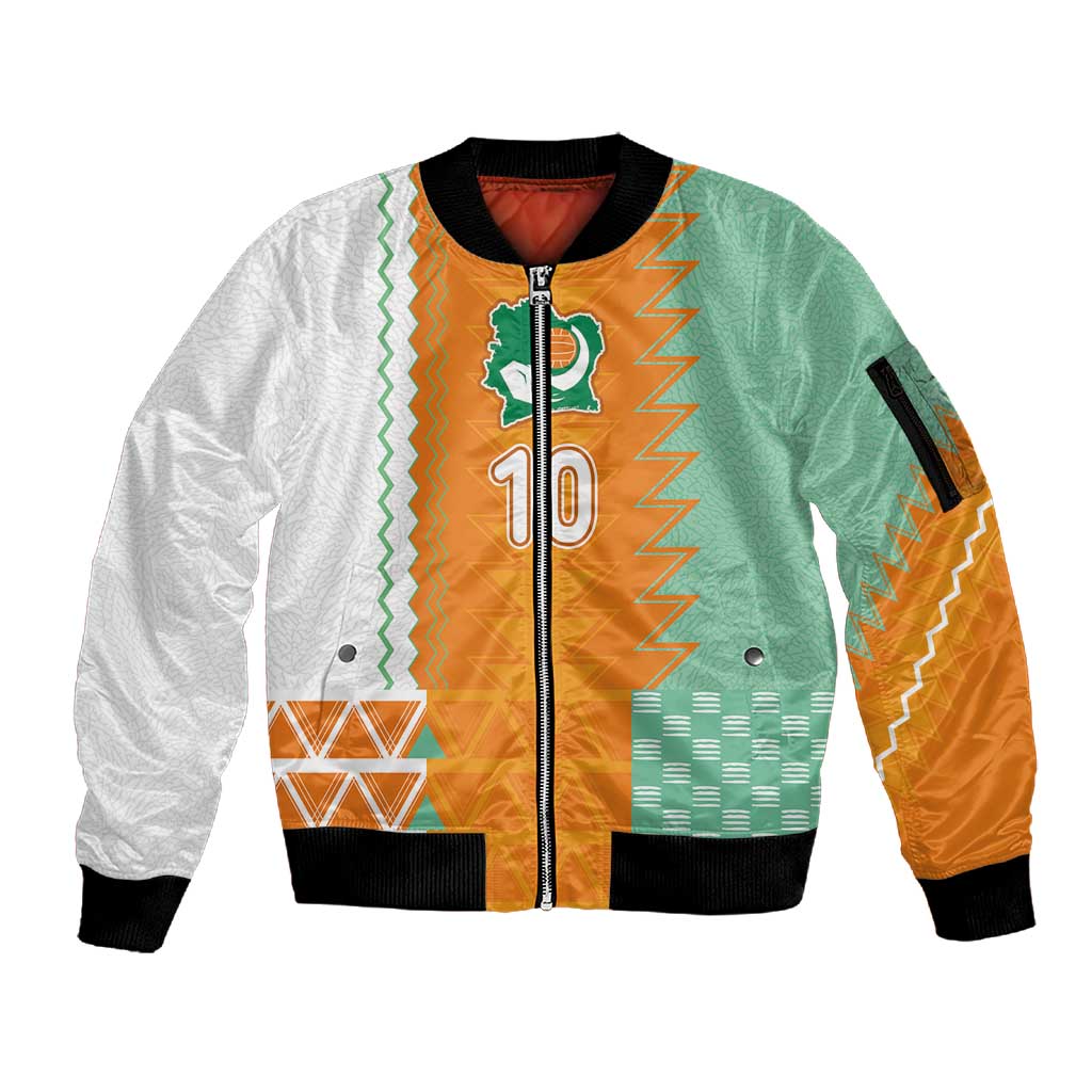 Custom Ivory Coast Football Sleeve Zip Bomber Jacket Côte d'Ivoire-Tribal Sporty Style - Wonder Print Shop