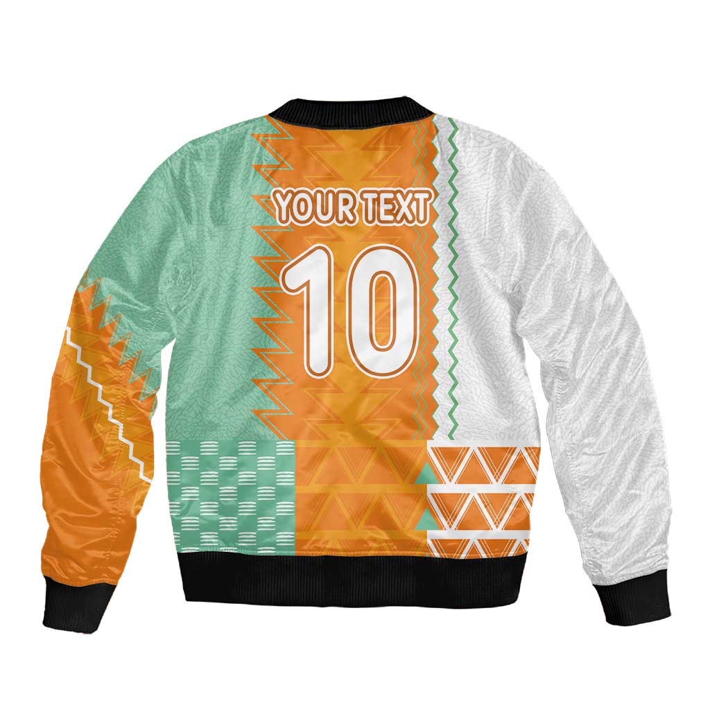 Custom Ivory Coast Football Sleeve Zip Bomber Jacket Côte d'Ivoire-Tribal Sporty Style - Wonder Print Shop