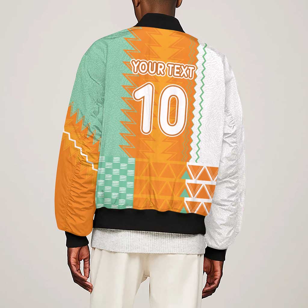 Custom Ivory Coast Football Sleeve Zip Bomber Jacket Côte d'Ivoire-Tribal Sporty Style - Wonder Print Shop