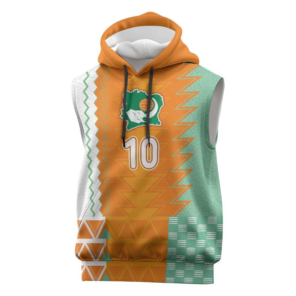 Custom Ivory Coast Football Sleeveless Hoodie Côte d'Ivoire-Tribal Sporty Style - Wonder Print Shop
