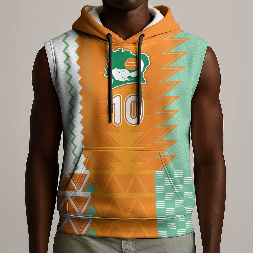 Custom Ivory Coast Football Sleeveless Hoodie Côte d'Ivoire-Tribal Sporty Style - Wonder Print Shop